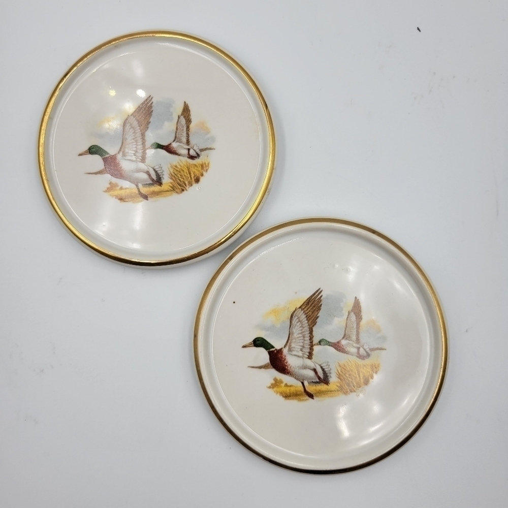 Set of 2 Vintage Pheasant Drink Coasters